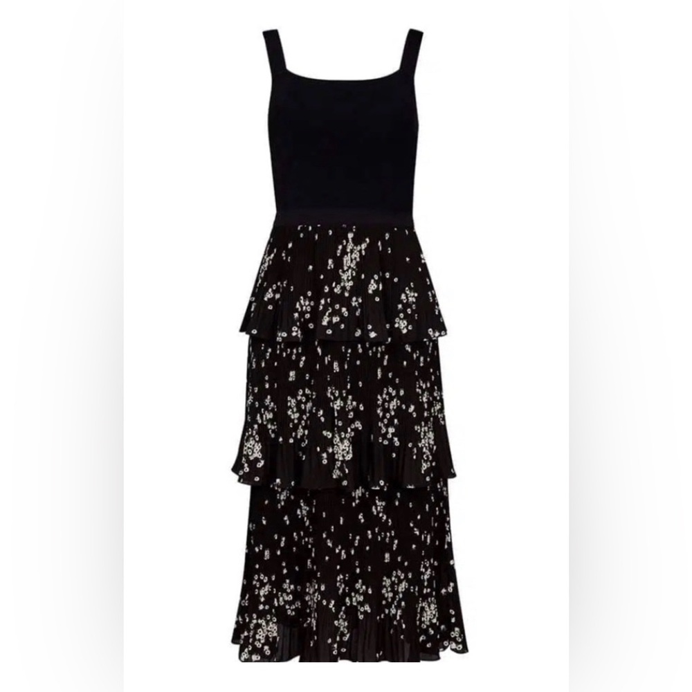 Ted Baker Black Tiered Midi Dress M